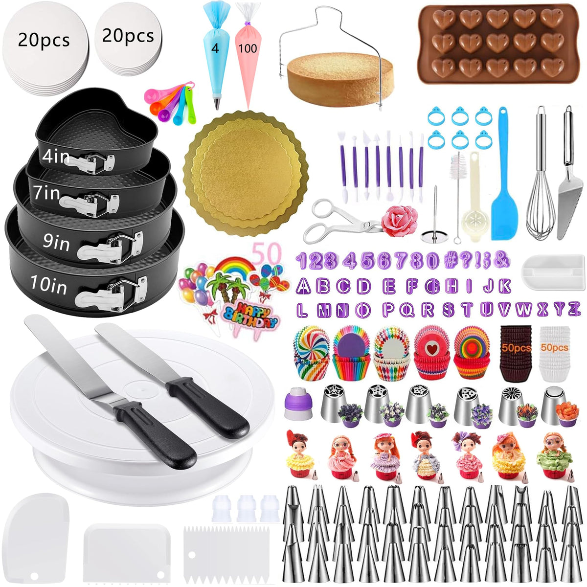 GZMAISULEE 540PCS kit on a turntable for precise icing control