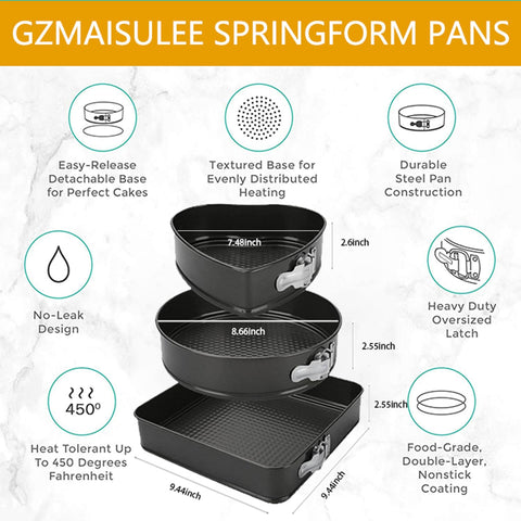 GZMAISULEE round 8-inch springform pan with nonstick surface for quick release.