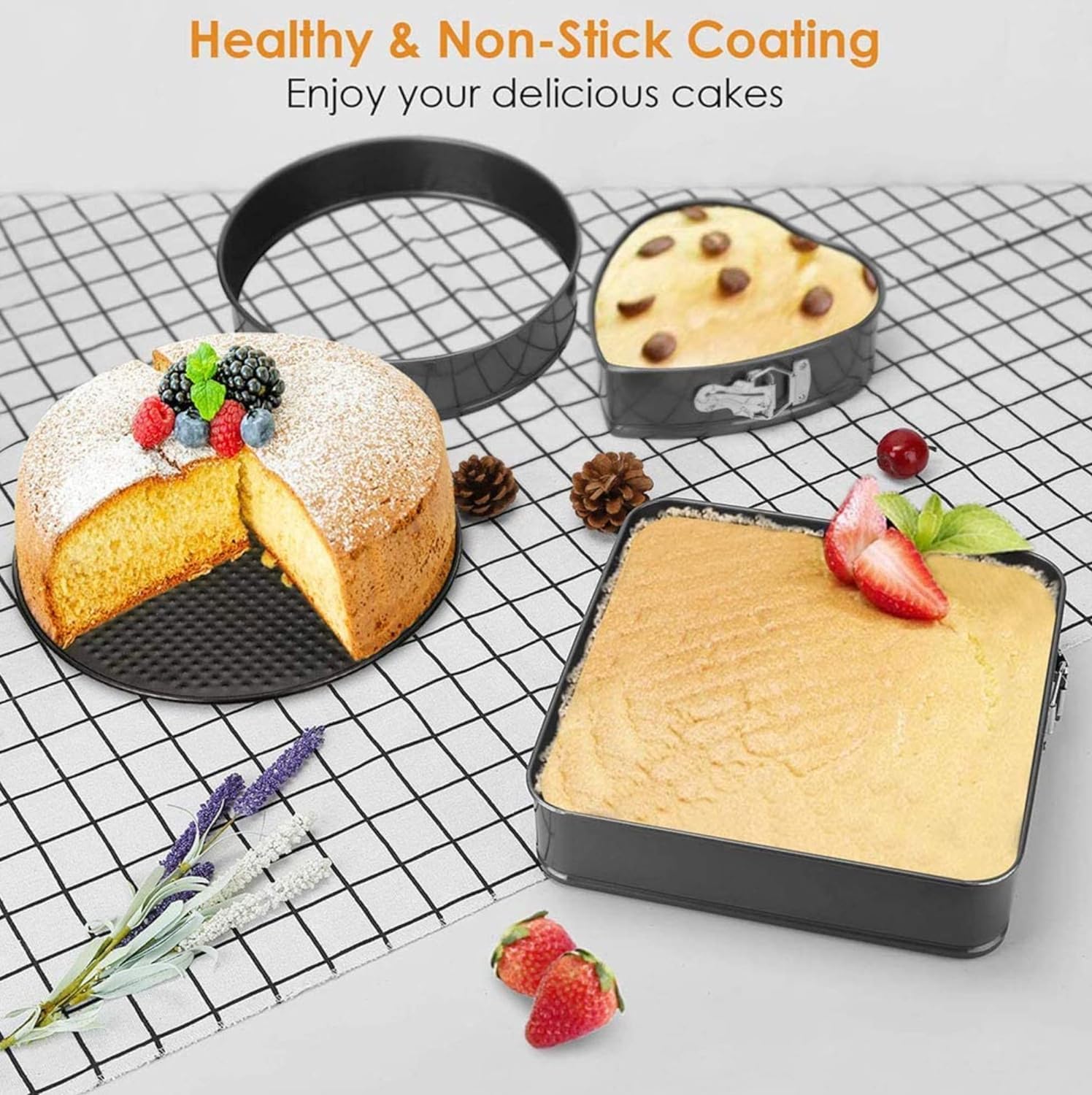 GZMAISULEE square 9-inch springform pan ideal for layered desserts and even baking.