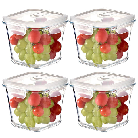 H.JSS WDJS 4cup square glass storage with lids keeping leftovers fresh