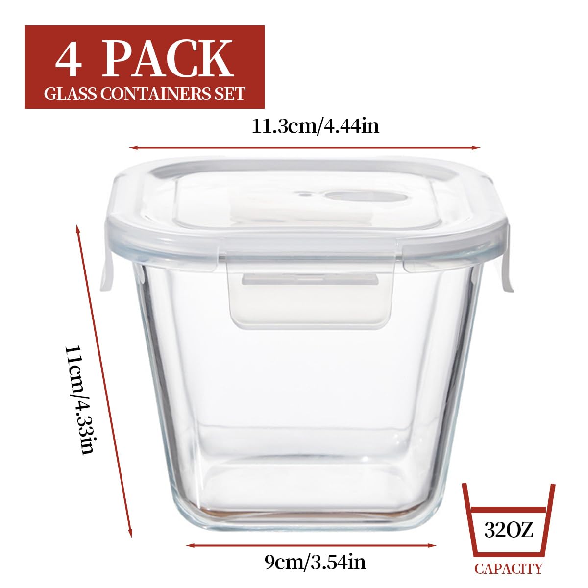 H.JSS WDJS microwave-safe square glass container for quick reheats