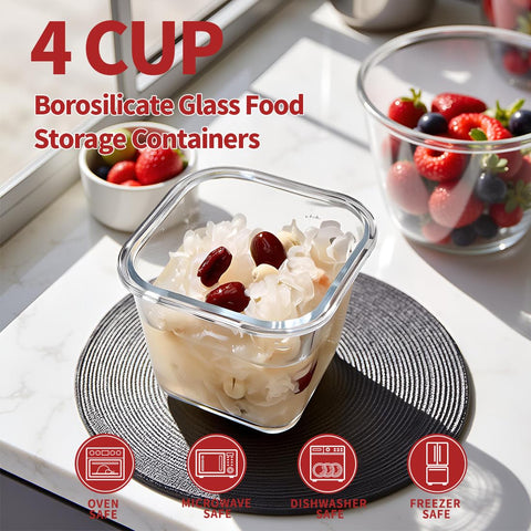 H.JSS WDJS oven-safe glass container with lids not oven-safe for baking prep
