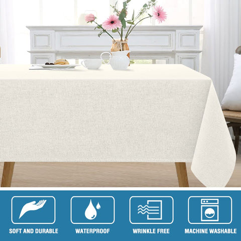 H.VERSAILTEX 60x84 tablecloth on a dining table for a family scene.