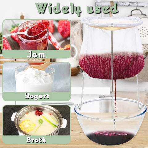Haawooky assembly on pot demonstrates quick setup for jelly and juice