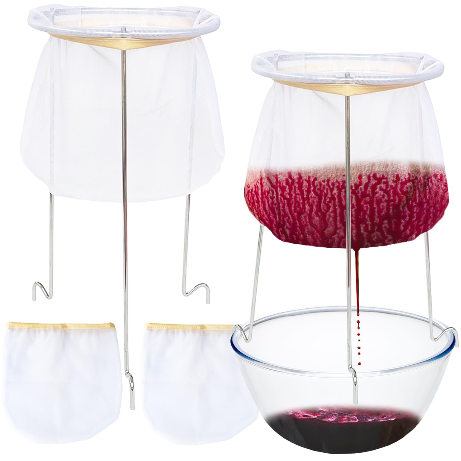 Haawooky strainer stand 2-pack front view in white and silver for versatile kitchen use