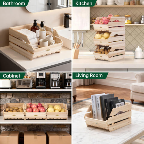 HABAU three-piece kitchen organization set fits tight spaces.