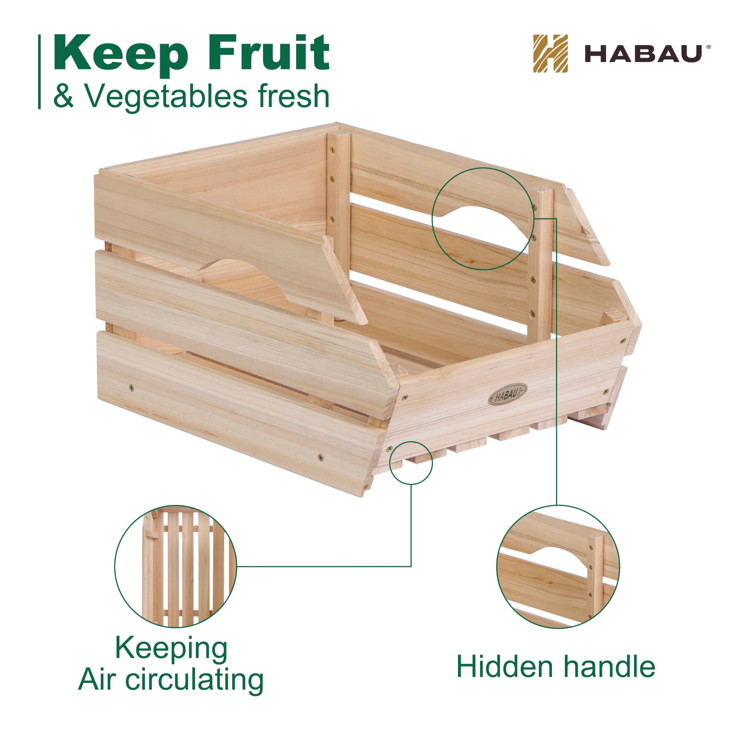 HABAU ventilated design promotes airflow to keep produce fresh longer.