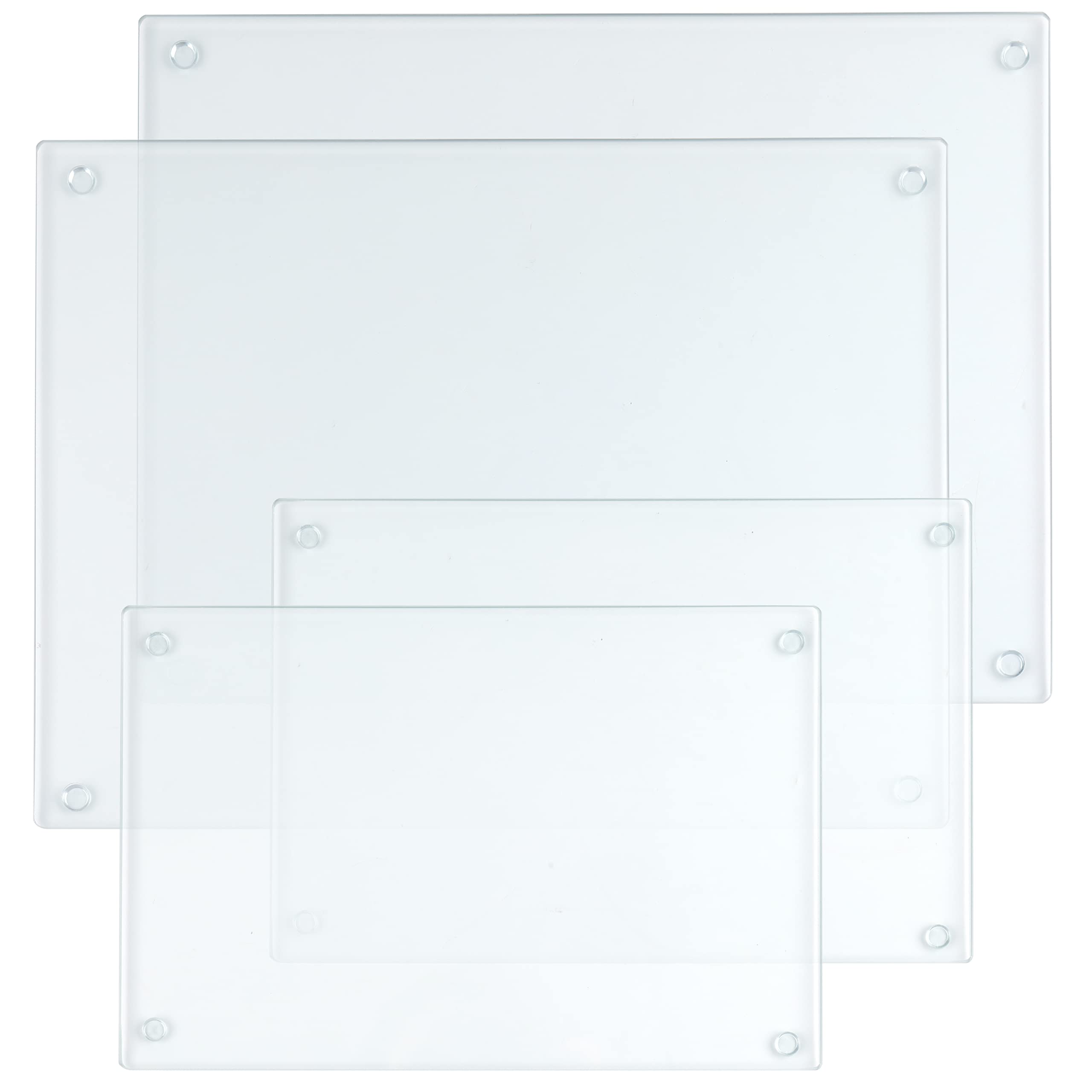 Hacaroa 4-pack tempered glass cutting boards, rectangle, durable and easy to clean for kitchen tasks.