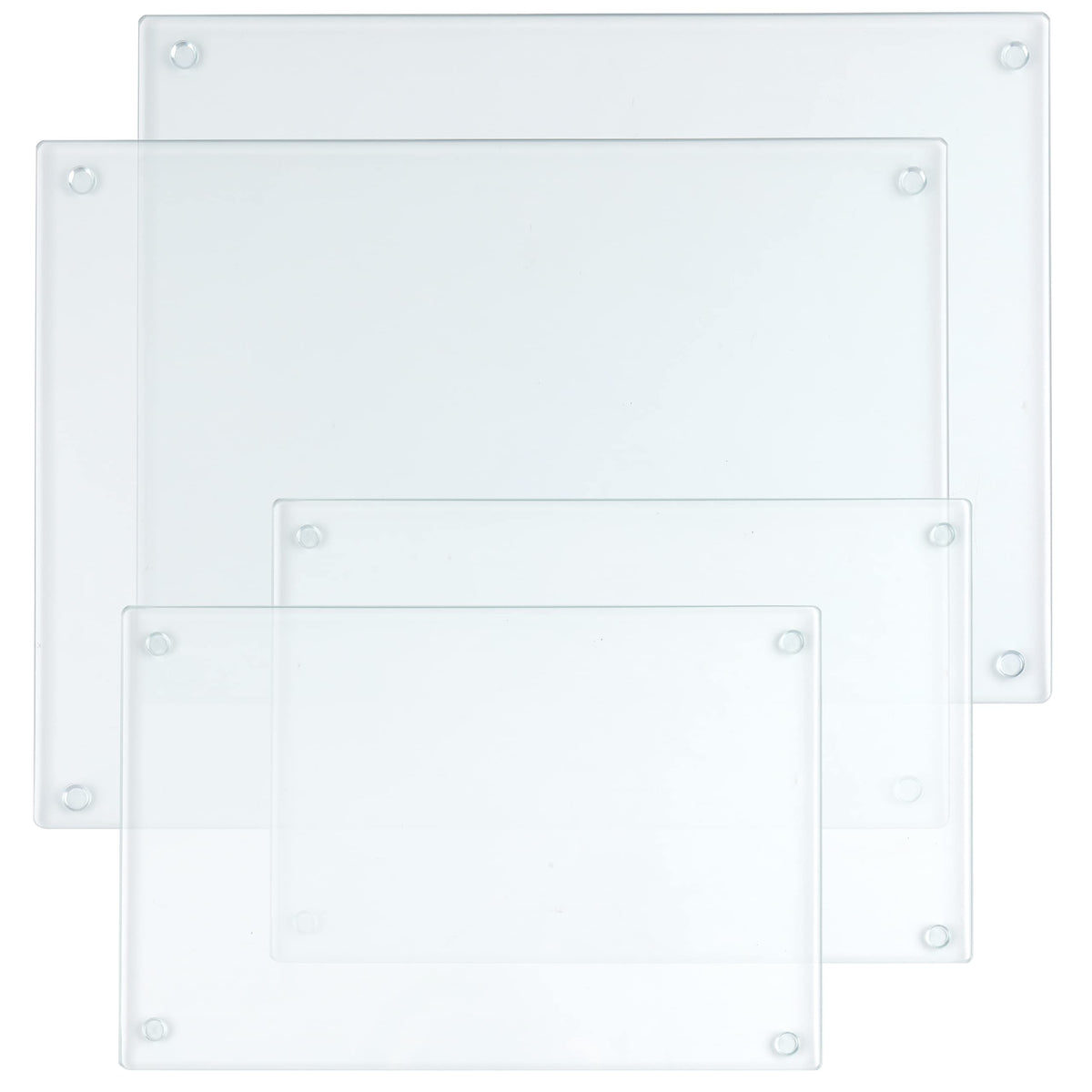 Hacaroa 4-pack tempered glass cutting boards, rectangle, durable and easy to clean for kitchen tasks.
