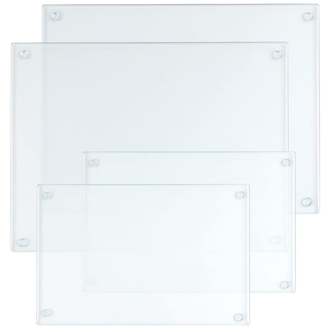 Hacaroa 4-pack tempered glass cutting boards, rectangle, durable and easy to clean for kitchen tasks.