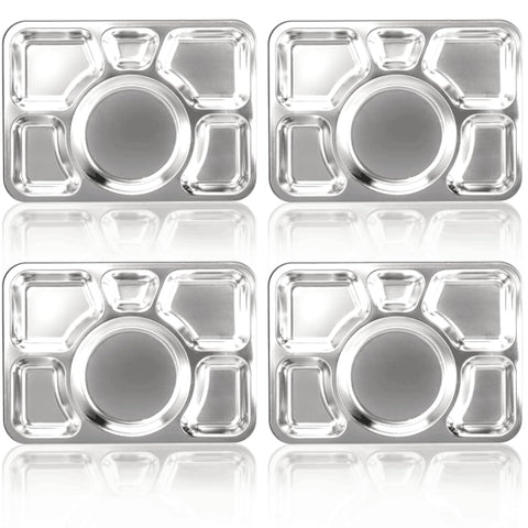 Hacaroa divided plate with six compartments for portion control.