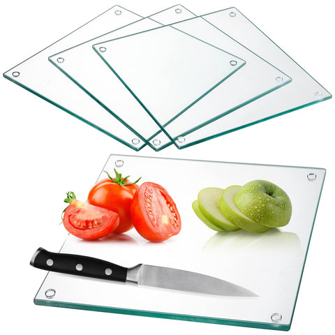 Hacaroa glass cutting boards set of 4, top view for compact kitchen prep