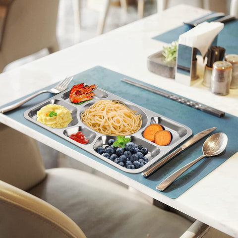 Hacaroa easy-clean stainless steel plate for quick cleanup.