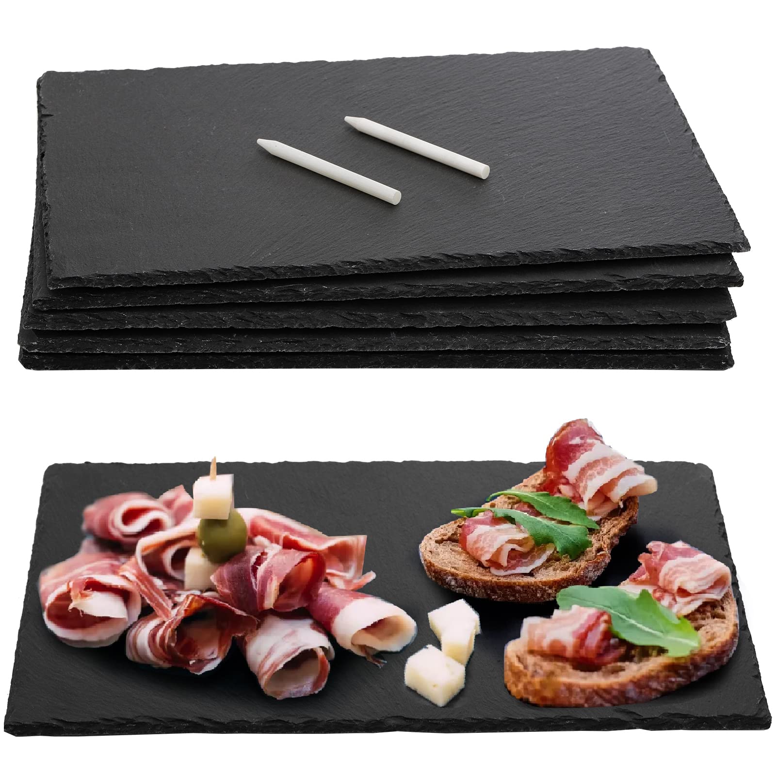 Hacaroa slate cheese board 12x8 with non-slip feet for elegant presentation.