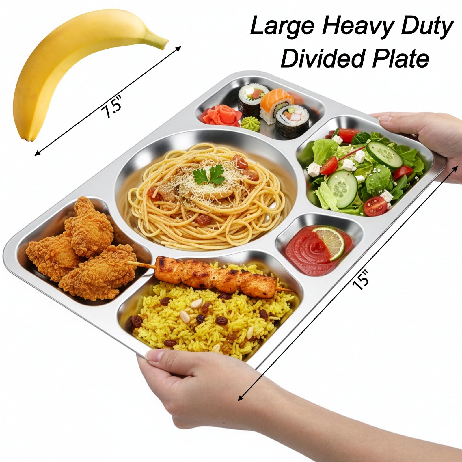 Hacaroa stackable divided plate saves cabinet space after meals.