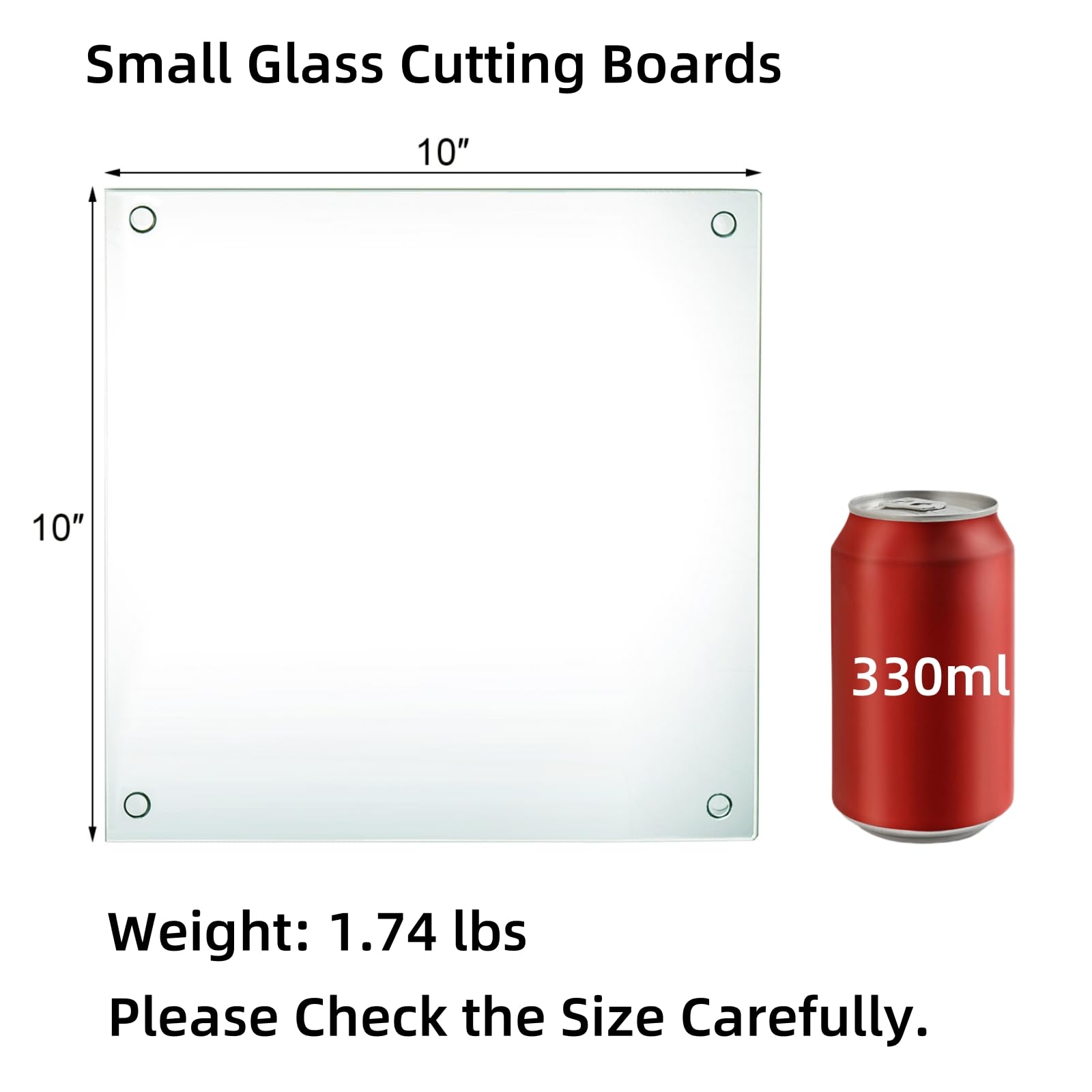 Hacaroa tempered glass square closeup showing shatter-resistant surface for safe chopping