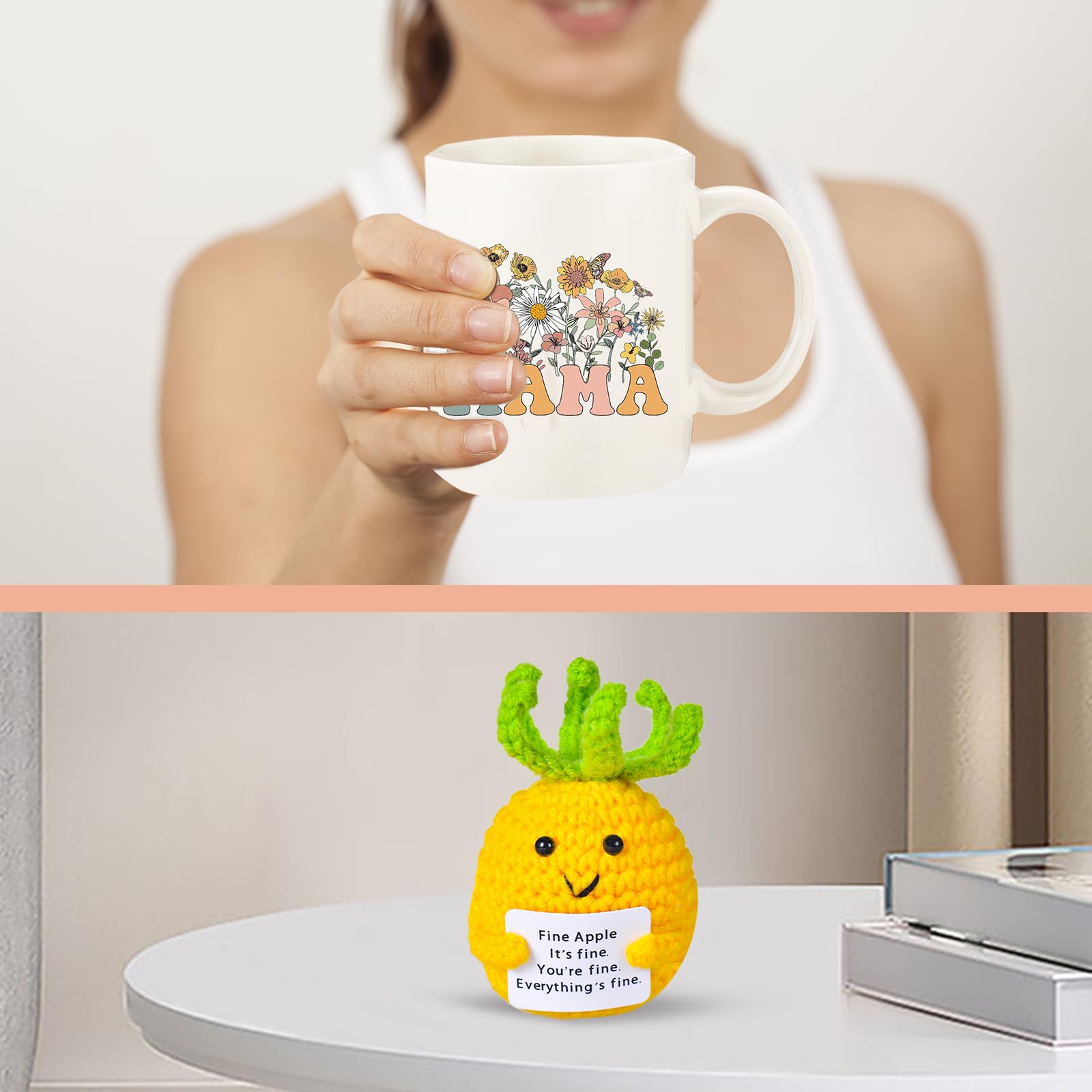 Haclury knit potato plush with card, cheerful gifting idea for loved ones.
