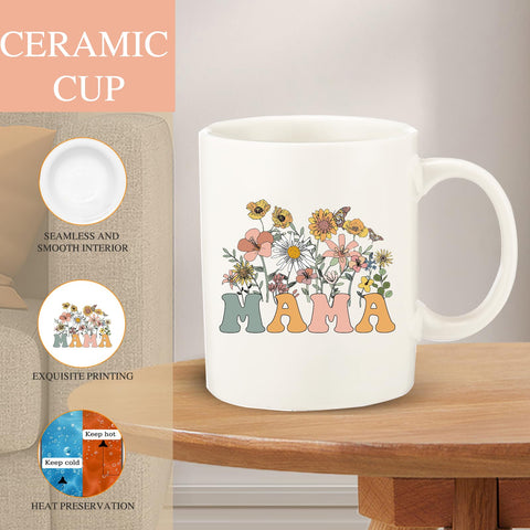 Haclury mom coffee mug back view, comfortable handle for relaxed sipping.
