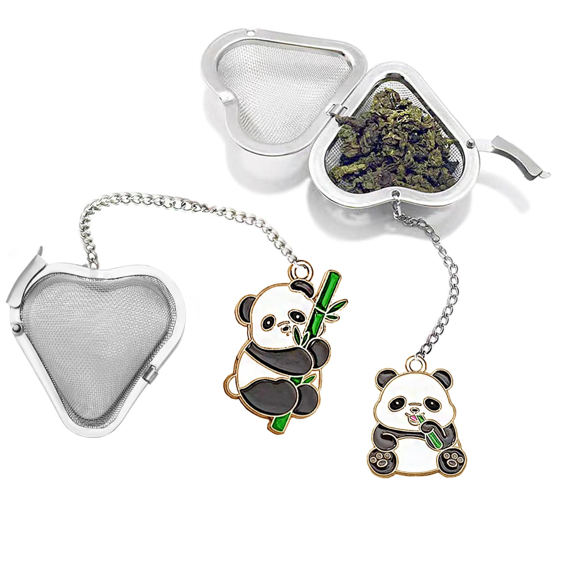HADEWEITE panda heart tea infuser pendant filters loose leaves in style.