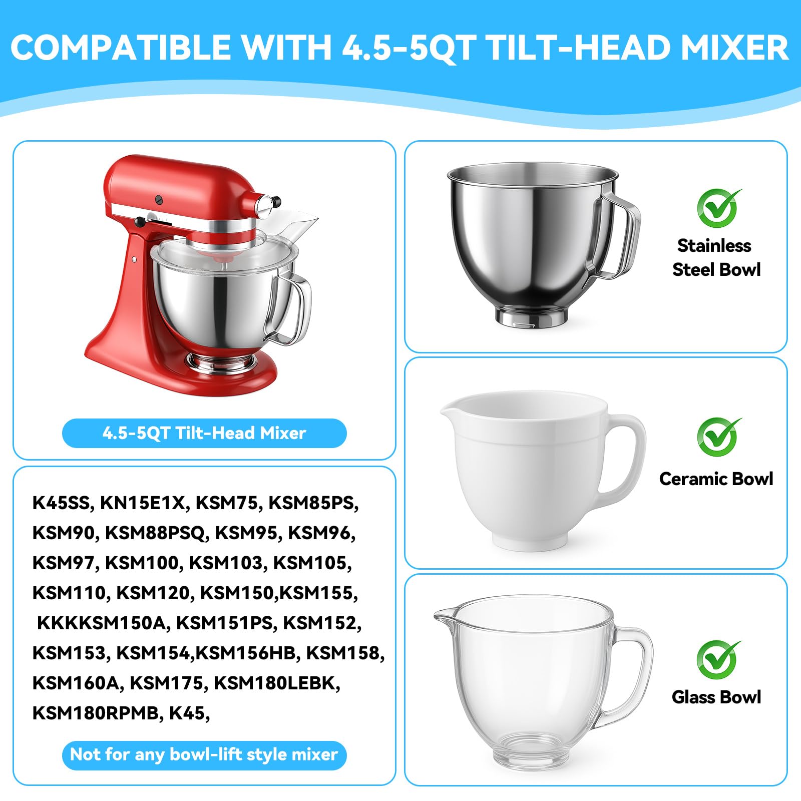 HAEGCKCA stand mixer shield with pour spout for easy ingredient addition.