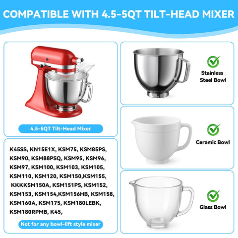 HAEGCKCA stand mixer shield with pour spout for easy ingredient addition.