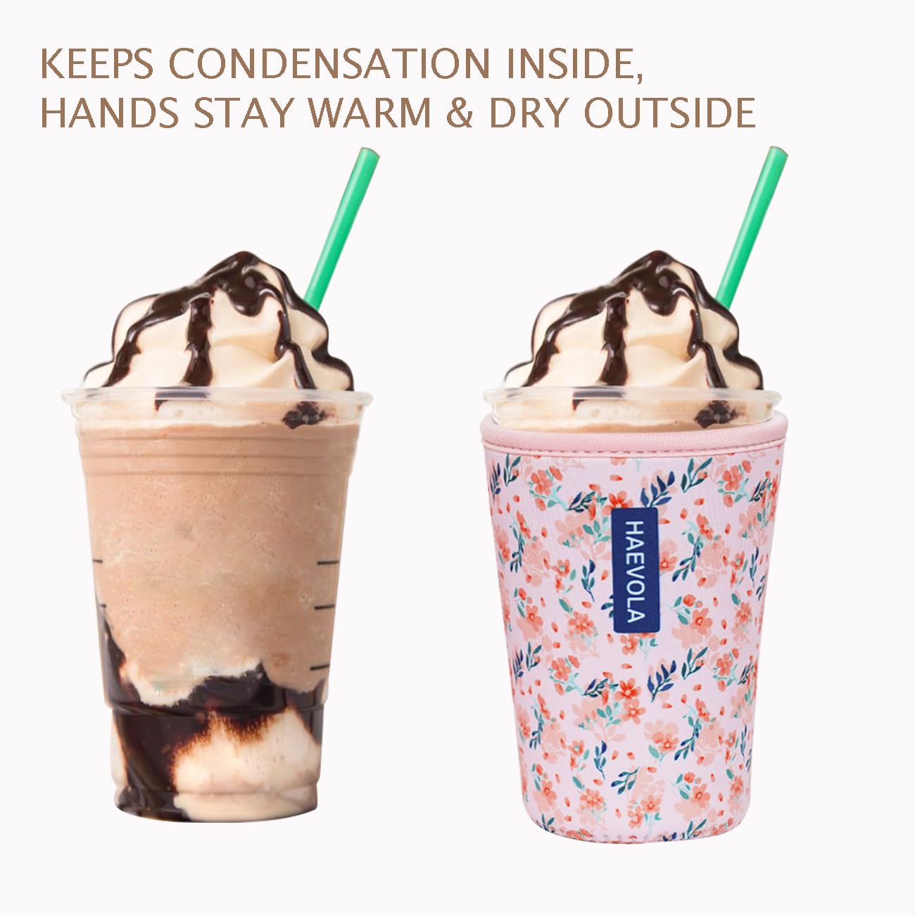 Haevola blush ditsy sleeve adds a personal touch to your drinks.