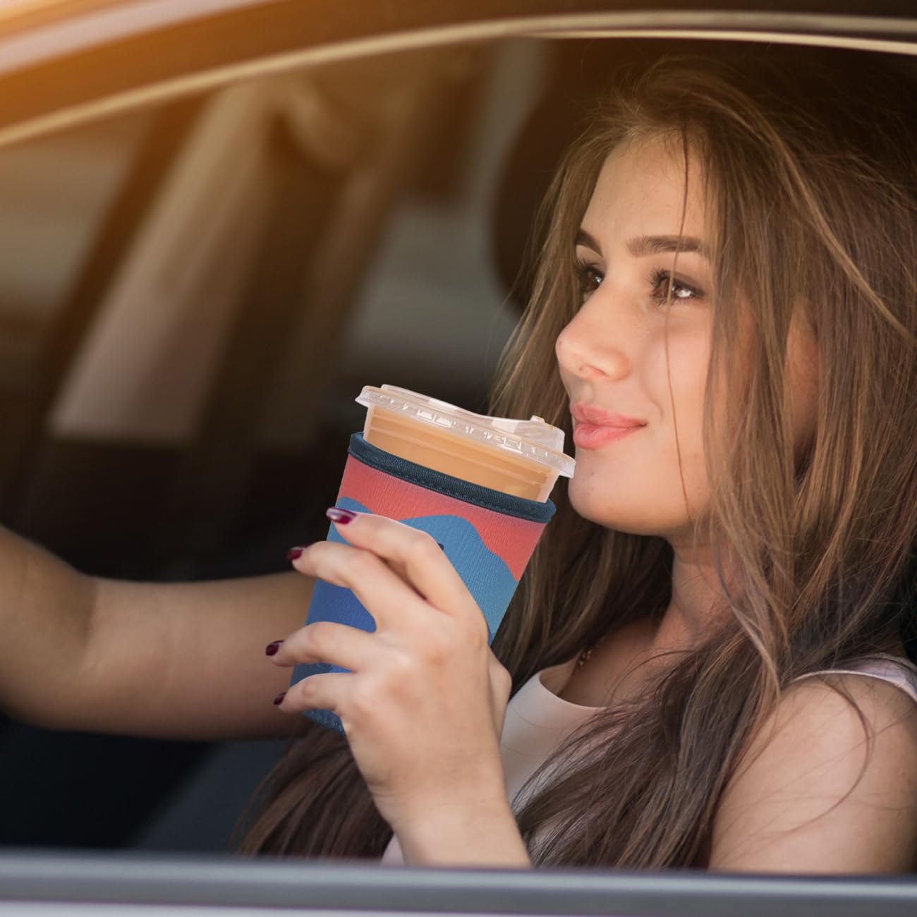 Haevola cup sleeve fits standard and large cups for various beverages.