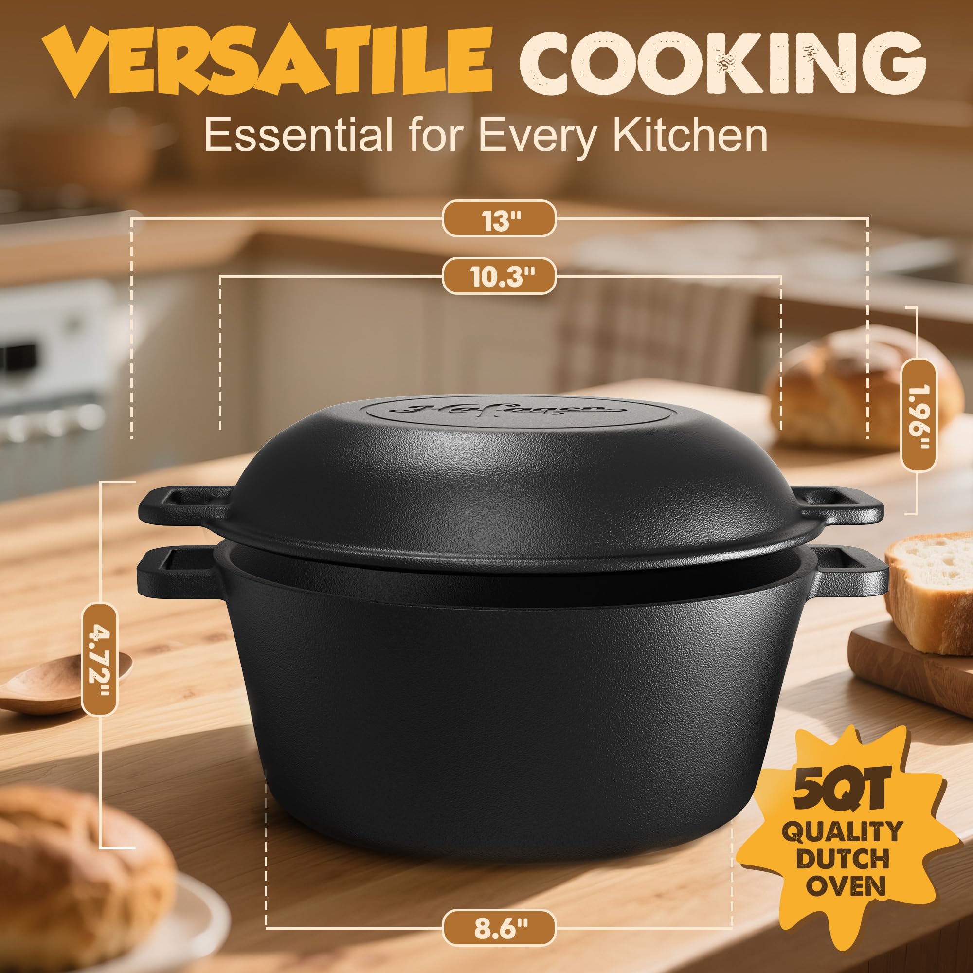 Hafaqen cast iron pot excels at braising and roasting for rich flavors.