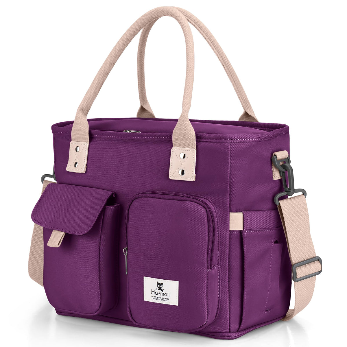 Hafmall insulated lunch bag purple wide opening keeps meals organized on the go