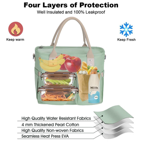 Hafmall large insulated lunch bag exterior pockets for organization, items and accessories.