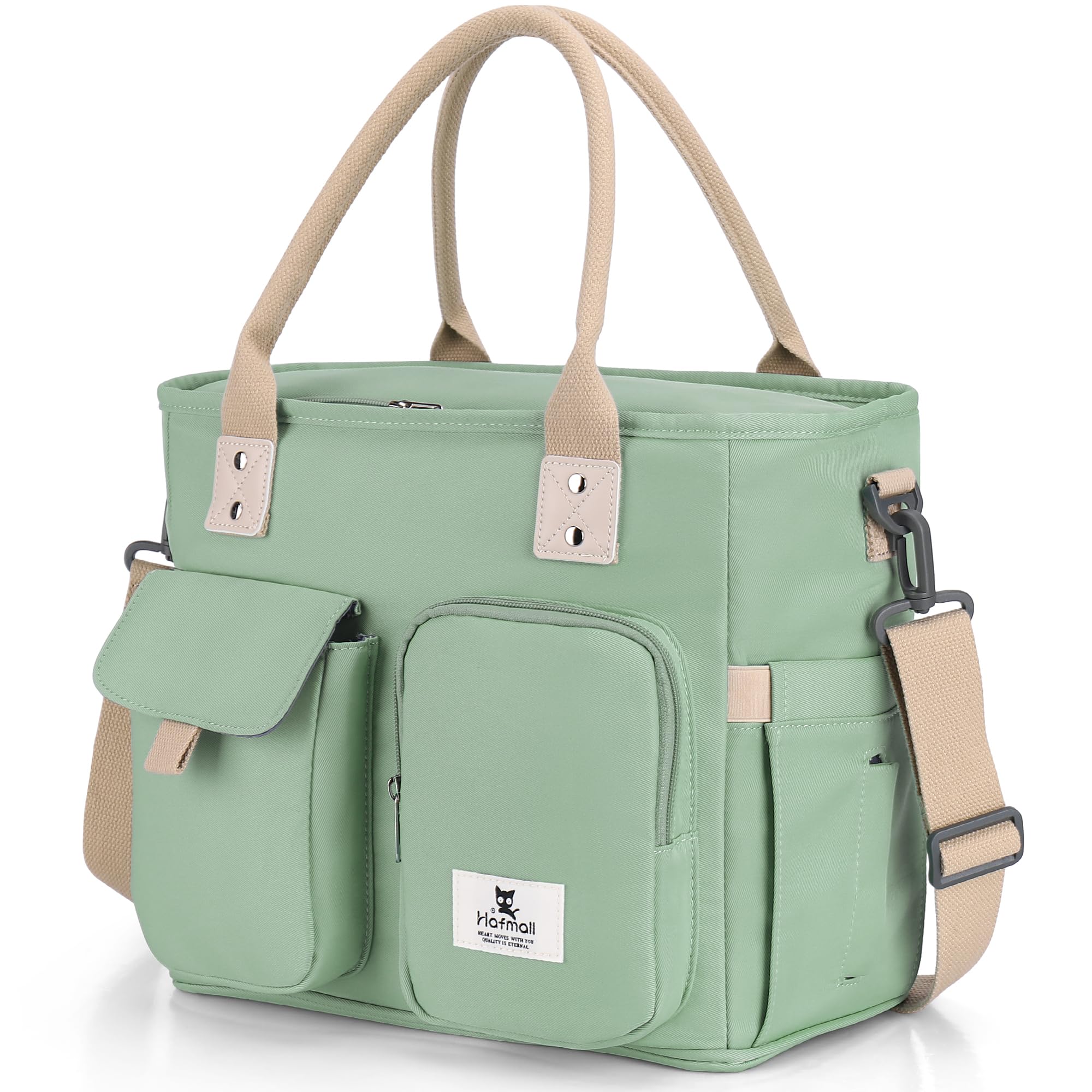 Hafmall large insulated lunch bag front view, stylish for daily commute.