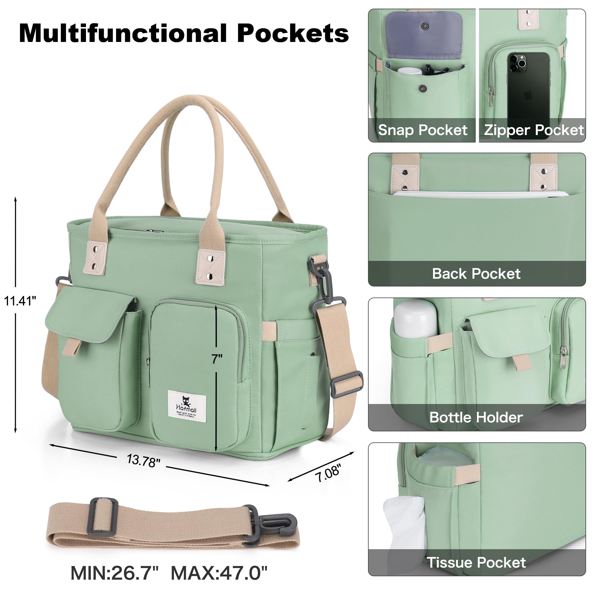 Hafmall lunch bag interior with insulation and foam keeps foods temp-controlled.