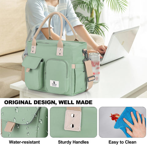 Hafmall lunch bag with adjustable shoulder strap for comfortable carry.