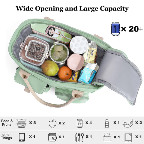 Hafmall large insulated lunch bag wide opening, easy packing and access.
