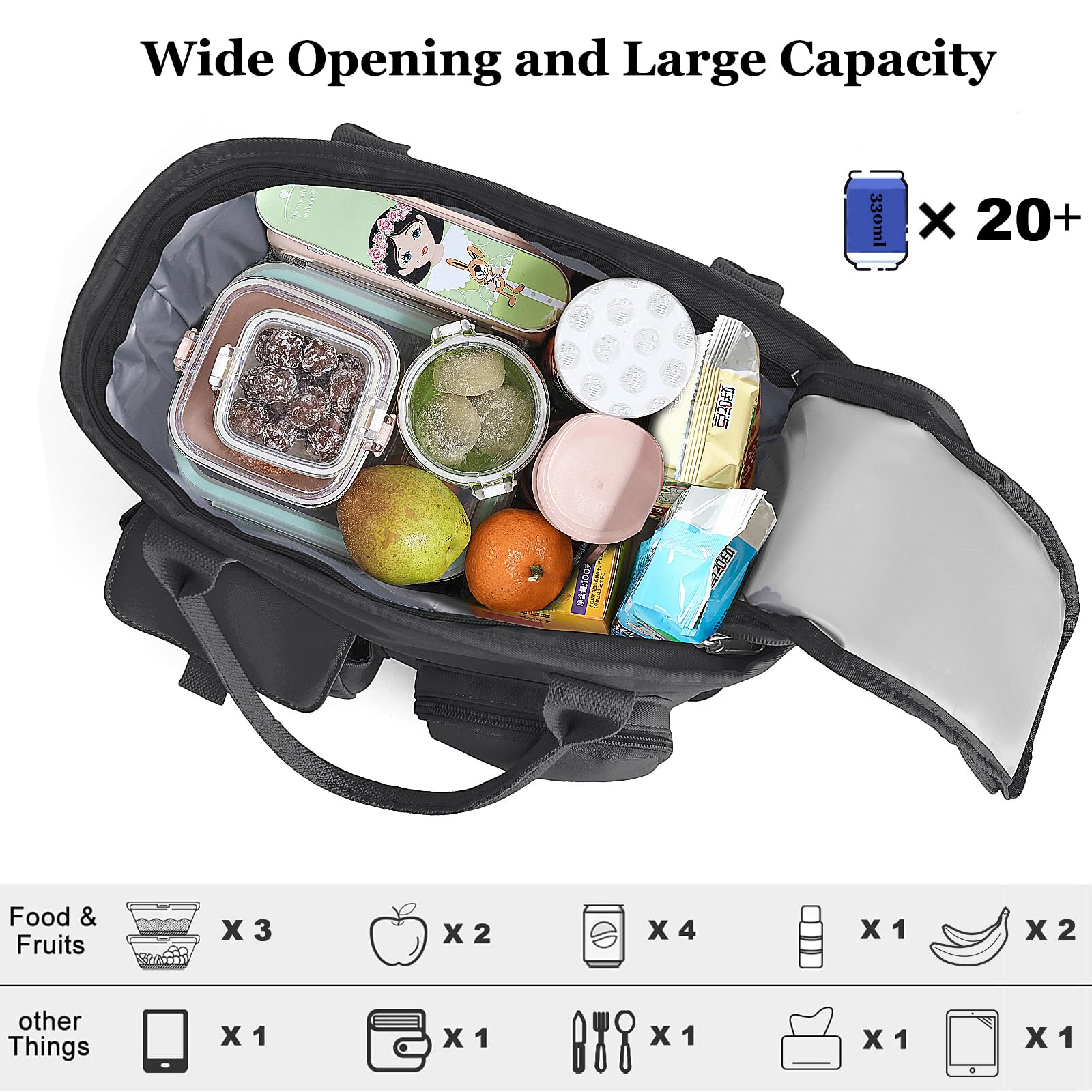 Hafmall leakproof lunch box with wide opening simplifies packing.