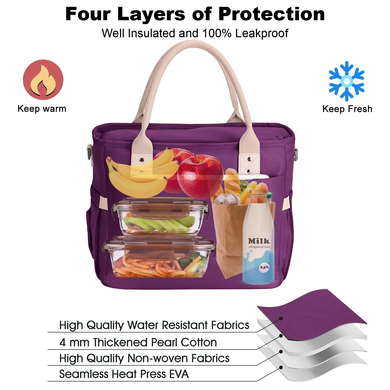Hafmall leakproof interior helps prevent spills and keeps food fresh