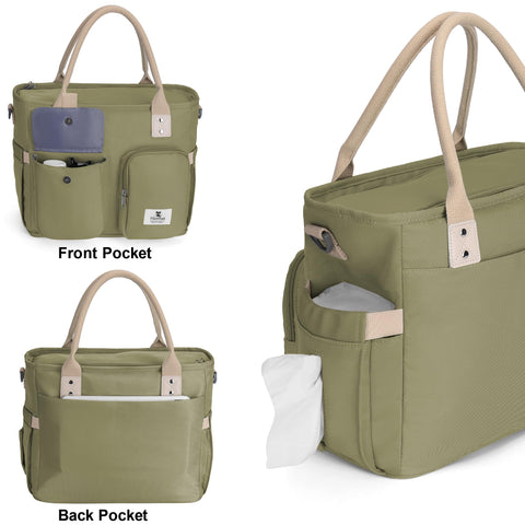 Hafmall lunch bag featuring multiple pockets for phones and small items.