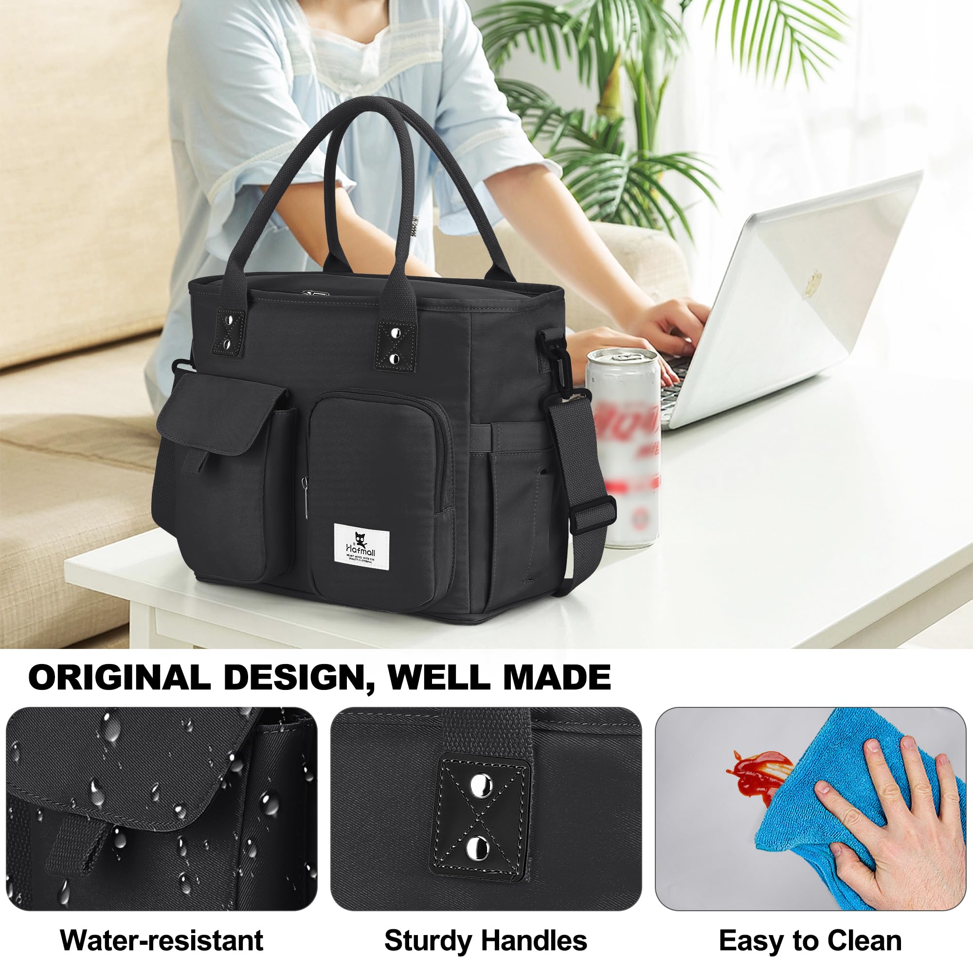 Hafmall multi-pocket lunch bag helps you stay organized at work.