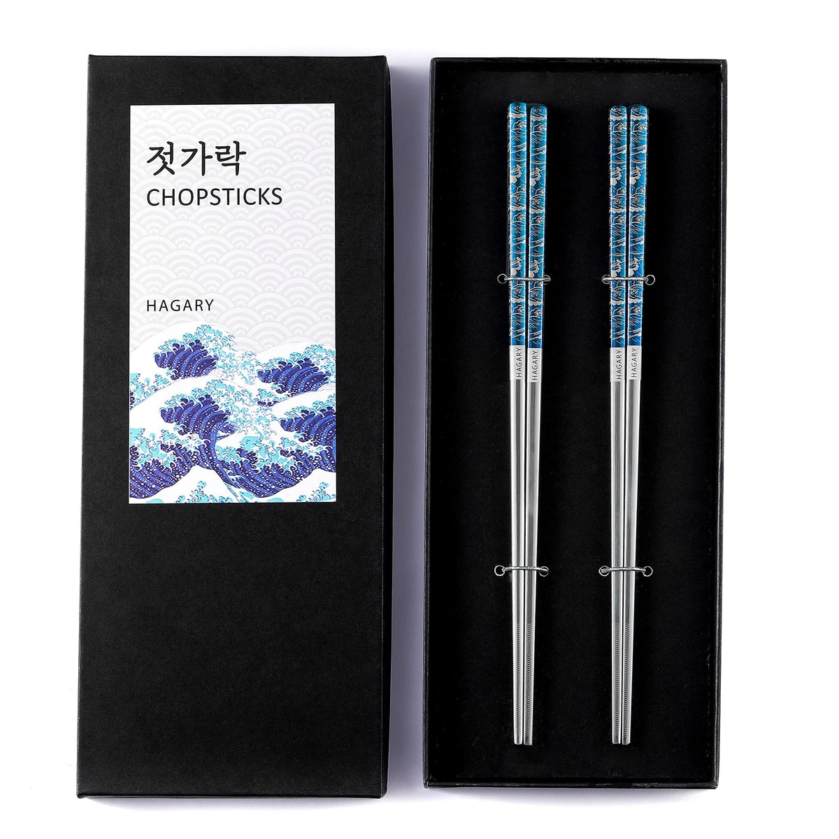 Hagary Blue Wave chopsticks pair for elegant Asian dining.