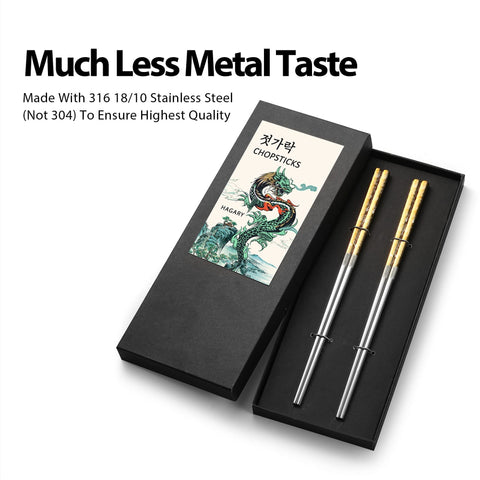 Hagary Dragon Chopsticks made from 316 stainless steel for durability