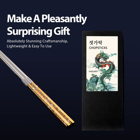 Hagary Dragon Chopsticks with non slip textured tips for secure grip