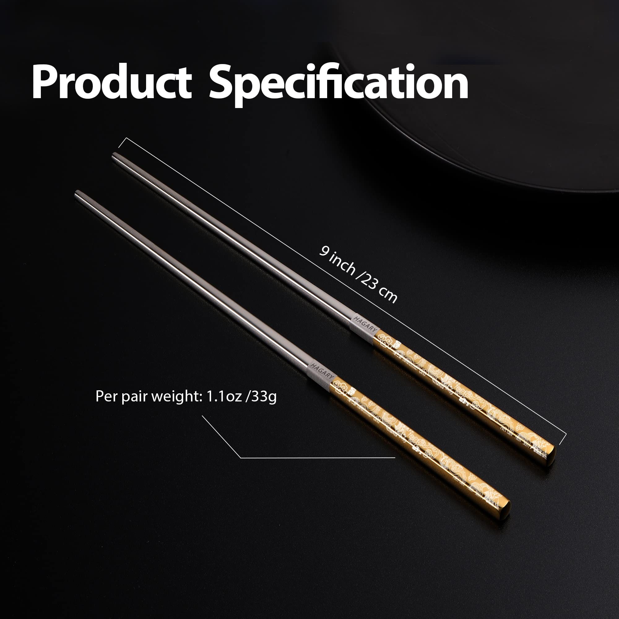 Hagary Dragon Chopsticks square profile prevents sliding and improves balance