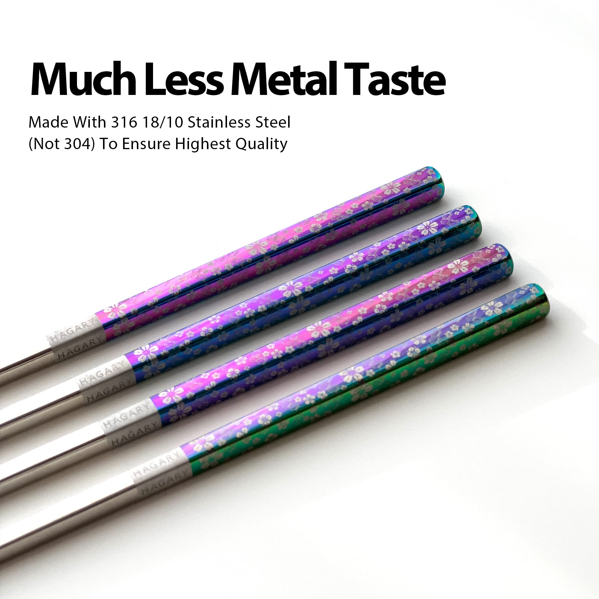 Hagary non-slip tip chopsticks provide secure grip for noodles and dumplings.