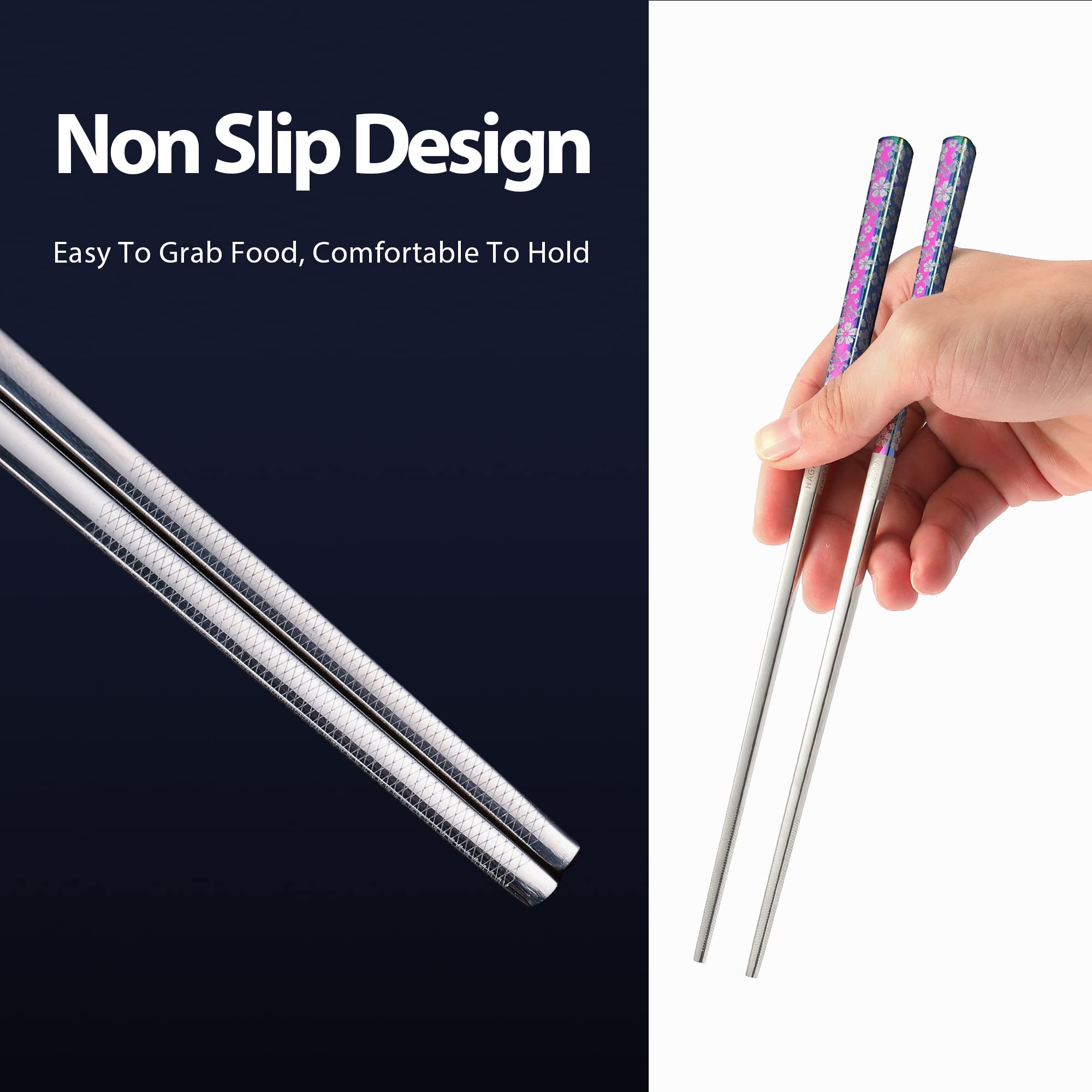 Hagary square-design chopsticks prevent sliding and add modern style.