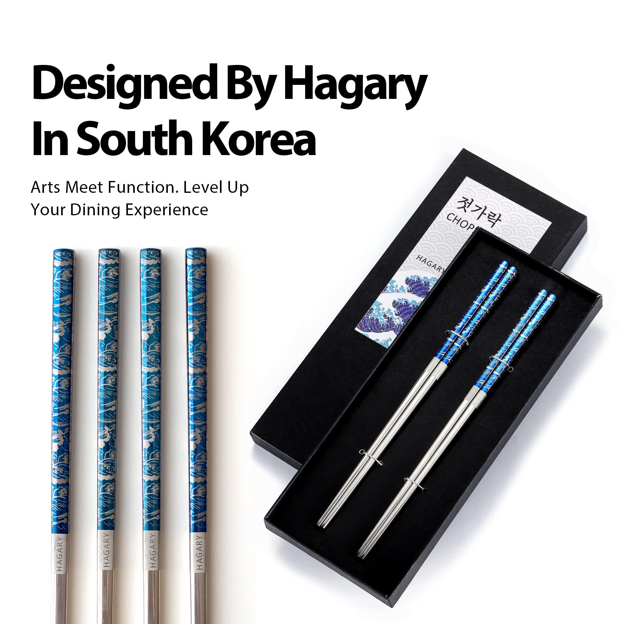 Hagary square-design chopsticks on a stylish dining setup.