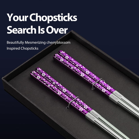 Hagary stainless steel 316-18/10 chopsticks close-up shows textured non-slip tips.
