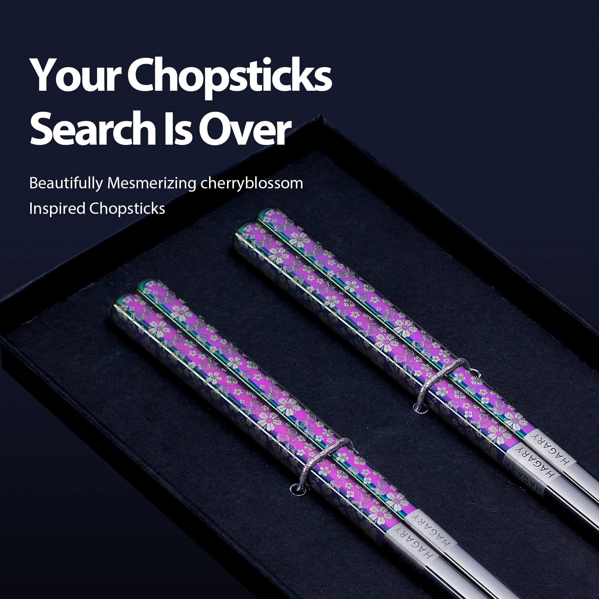 Hagary stainless steel chopsticks 316-18-10 offer durable daily use.