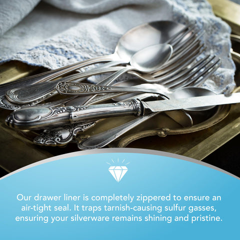 Hagerty zippered liner provides an air-tight seal to limit tarnish exposure and keep pieces pristine.