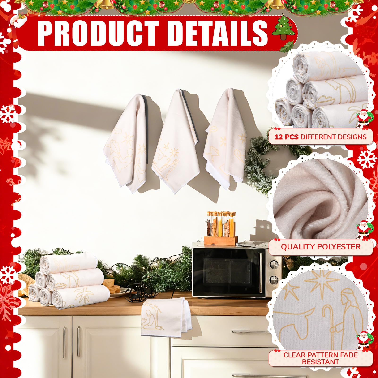 Hahafelt microfiber closeup shows absorbent, quick-drying towels in gold and white.