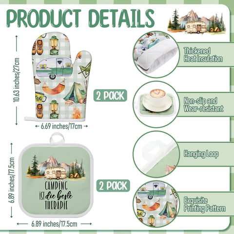 Hahafelt cotton-polyester pot holders protect pots during outdoor meals.